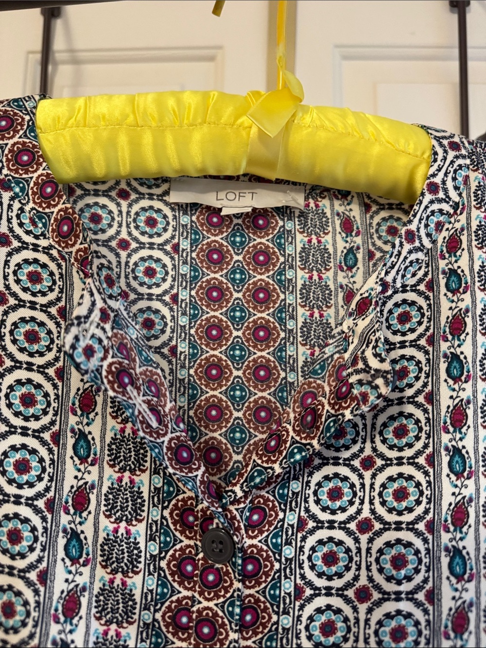 LOFT Multicolor Geometric Floral Button-Up Sheath dress - Picture 2 of 7